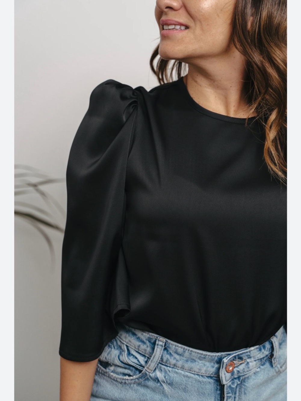 NWT Ces Femme - Black Princess Sleeve Blouse - 2